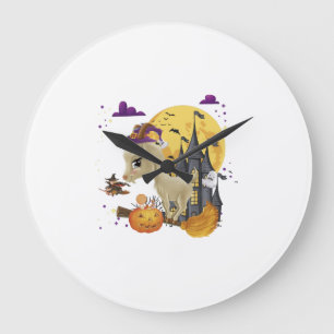 Goat Witch Broom Pumpkin Halloween Costume Large Clock