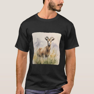 Goat With A Grassland Goat Grazing In Grassland An T-Shirt