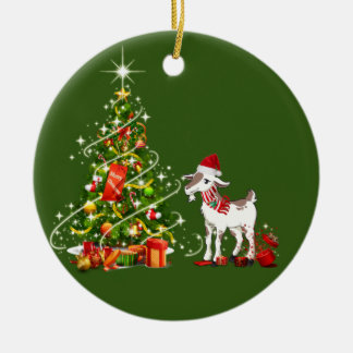 Goat With Hat Scafts  Christmas Ceramic Tree Decoration