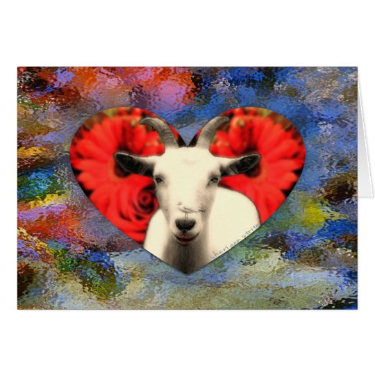 Goat With Heart Card
