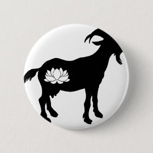 Goat With Namaste Lotus Symbol Goat Yoga _1 6 Cm Round Badge