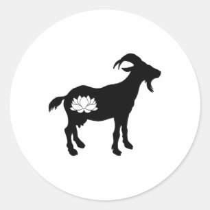 Goat With Namaste Lotus Symbol Goat Yoga _1 Classic Round Sticker