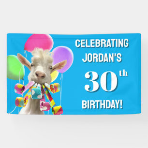 Goat with Party Blowers Banner