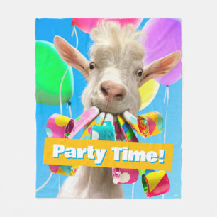 Goat with Party Blowers Fleece Blanket