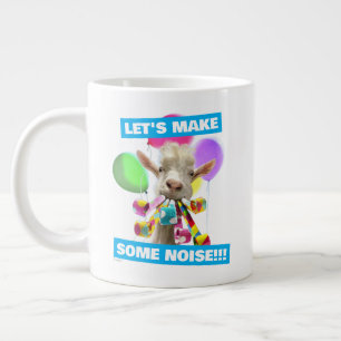 Goat with Party Blowers Large Coffee Mug