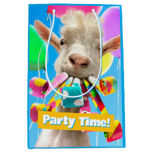 Goat with Party Blowers Medium Gift Bag
