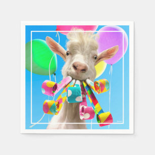 Goat with Party Blowers Napkin