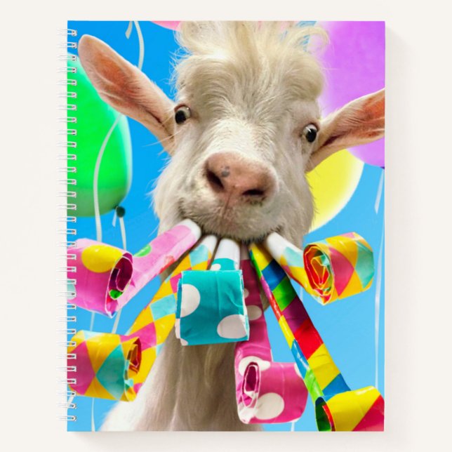 Goat with Party Blowers Notebook (Front)