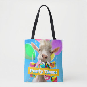 Goat with Party Blowers Tote Bag