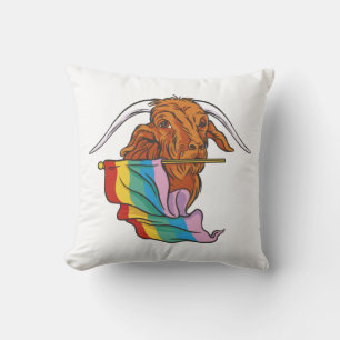 Goat With Rainbow Flag Cushion