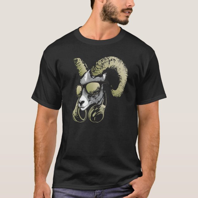 Goat With Sunglasses And Headphones  2 T-Shirt (Front)