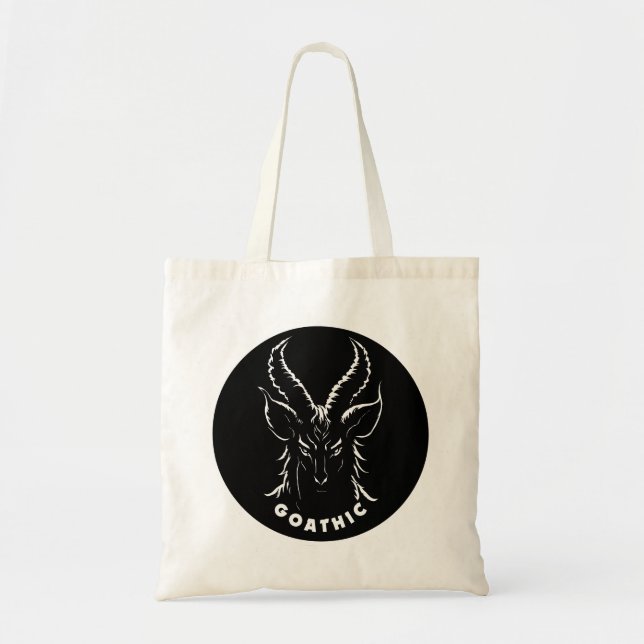 Goathic | Gothic Pun | Satanic Goat Tote Bag (Front)