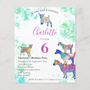 Goats 6th Birthday party Budget Flyer