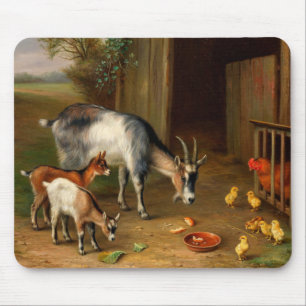 Goats And Chickens At The Farm Mouse Mat