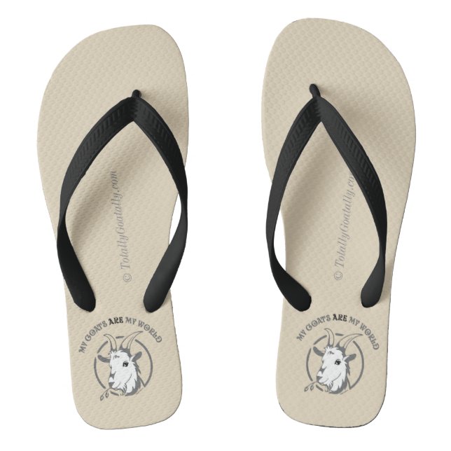 GOATS ARE MY WORLD | by TotallyGoatally™ Flip Flops (Footbed)