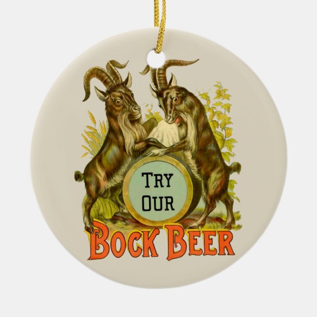 Goats Bock Beer Advertising Ceramic Tree Decoration (Front)