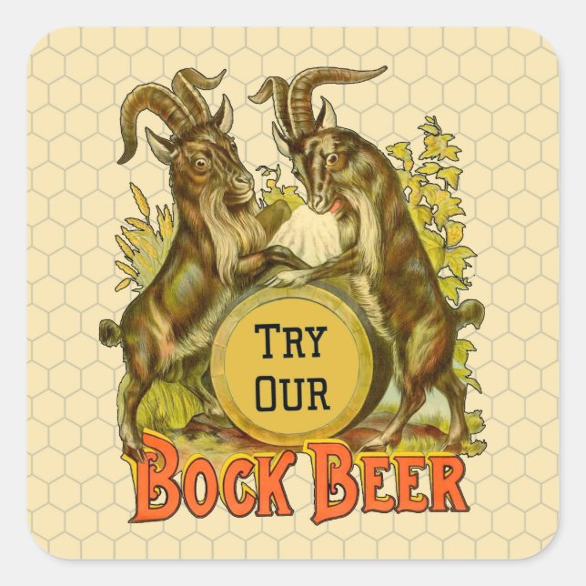Goats Bock Beer Advertising Square Sticker (Front)
