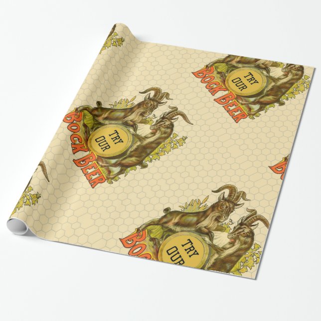 Goats Bock Beer Advertising Wrapping Paper (Unrolled)