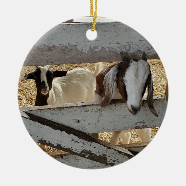 Goats Ceramic Tree Decoration (Front)