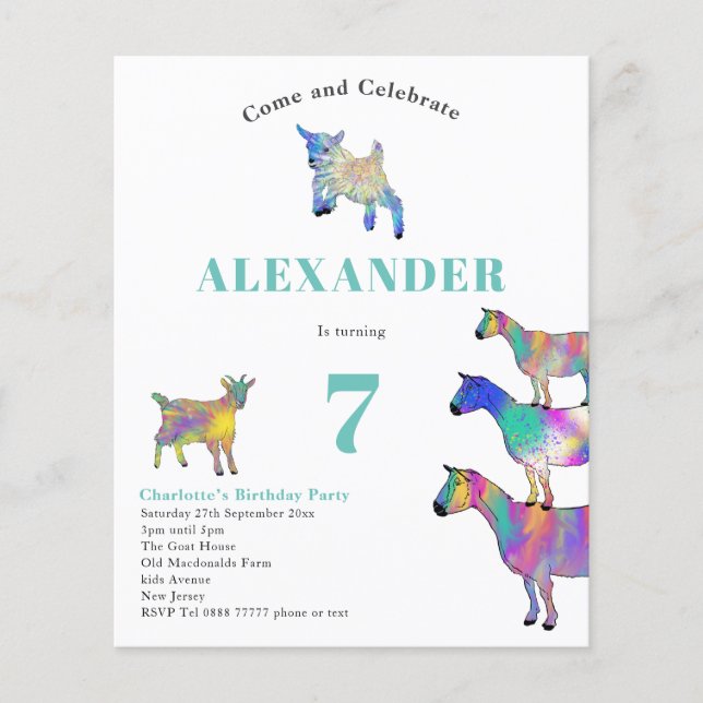 Goats Colourful Birthday Party (Front)