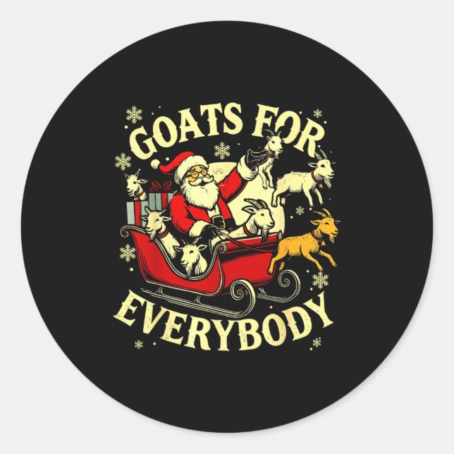 Goats For Everybody Santa Funny Christmas Goat Mom Classic Round Sticker (Front)