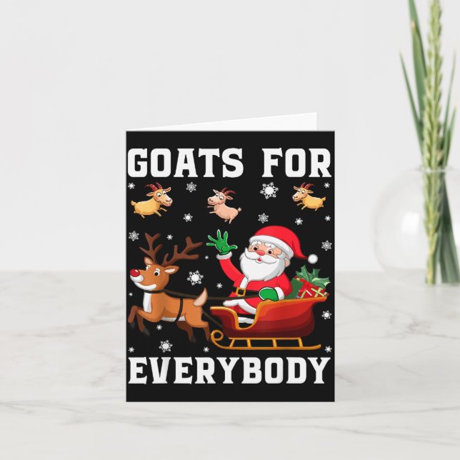 Goats For Everybody Santa Sleigh Funny Christmas G Card (Front)