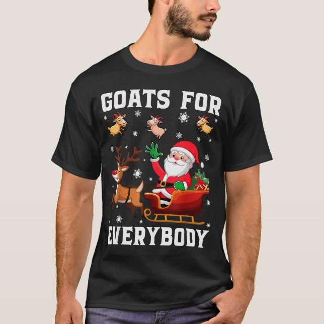 Goats For Everybody Santa Sleigh Funny Christmas G T-Shirt (Front)
