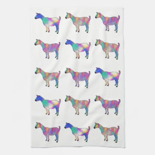 Goats Funky Colourful Illustration Artsy Animals Tea Towel