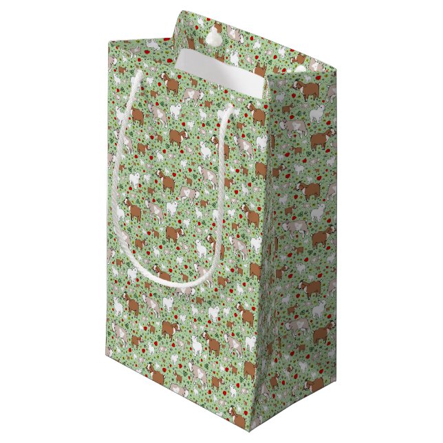 Goats in Green Small Gift Bag (Front Angled)
