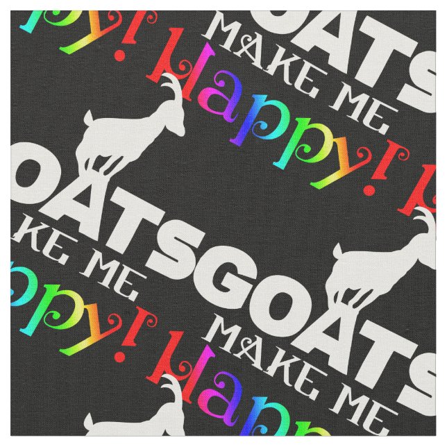 Goats Make Me Happy Fabric (Close Up)