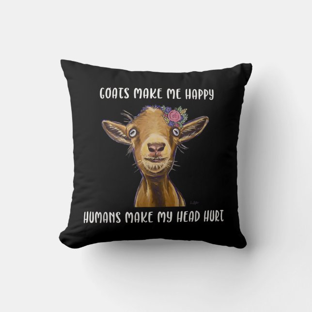 Goats Make Me Happy Goat Lover Cushion (Front)