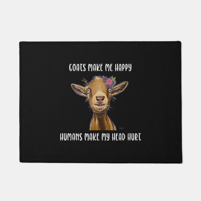 Goats Make Me Happy , Goat Lover Doormat (Front)