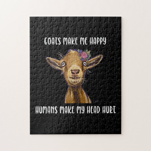 Goats Make Me Happy , Goat Lover Jigsaw Puzzle (Vertical)