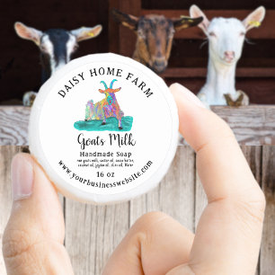 Goats Milk Soap Business Name Website Colourful Classic Round Sticker