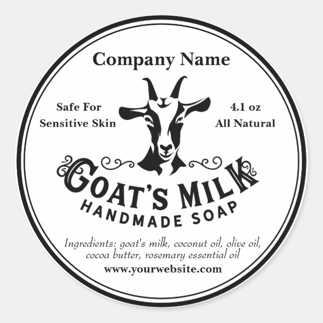 Goat's Milk Soap Sticker Round Label (Front)