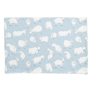 Goats playing - baby blue pillowcase