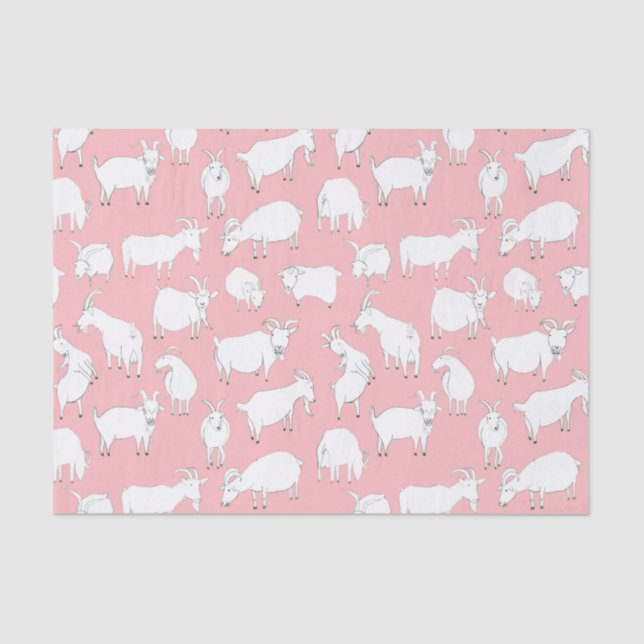 Goats playing - baby pink tissue paper (Front)
