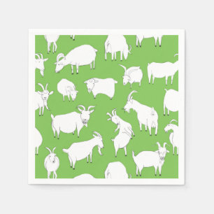 Goats playing - green napkin