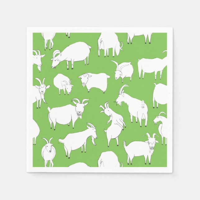 Goats playing - green napkin (Front)