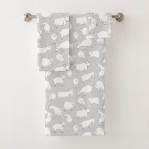 Goats playing - Grey Bath Towel Set