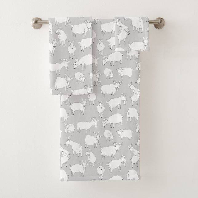 Goats playing - Grey Bath Towel Set (Insitu)