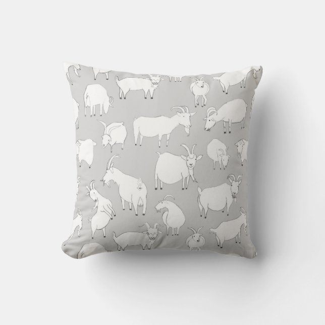 Goats playing - Grey Cushion (Front)