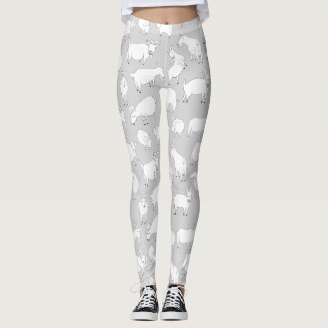 Goats playing - Grey Leggings (Front)