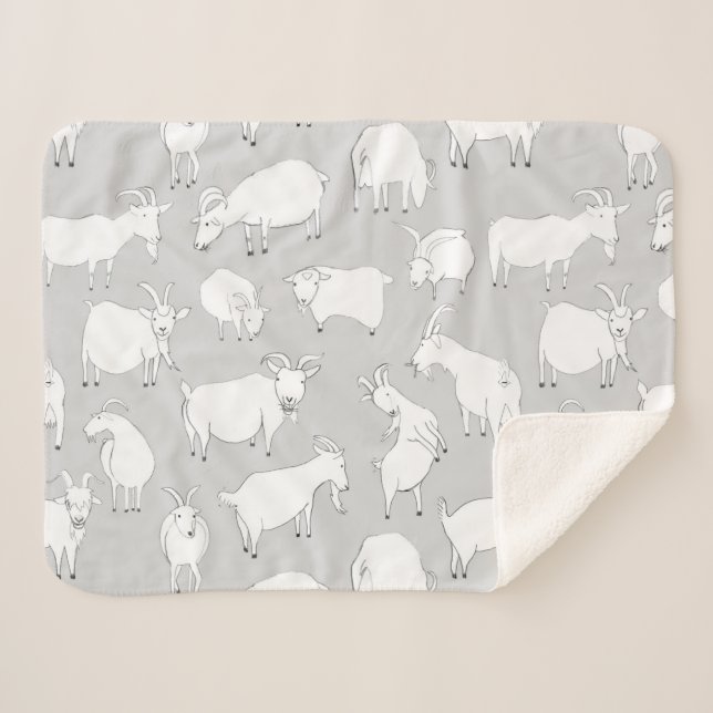 Goats playing - Grey Sherpa Blanket (Front (Horizontal))