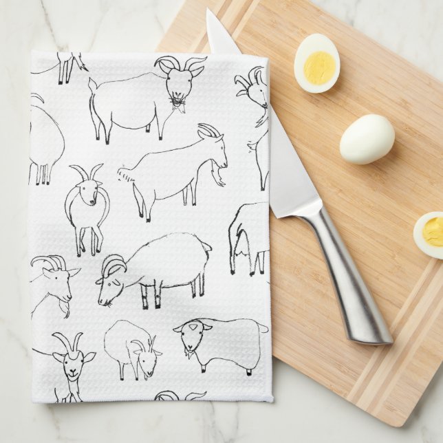 Goats Playing –  Transparent Tea Towel (Quarter Fold)