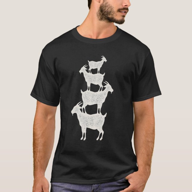 Goats stacked on each other  animal pet Art T-Shirt (Front)