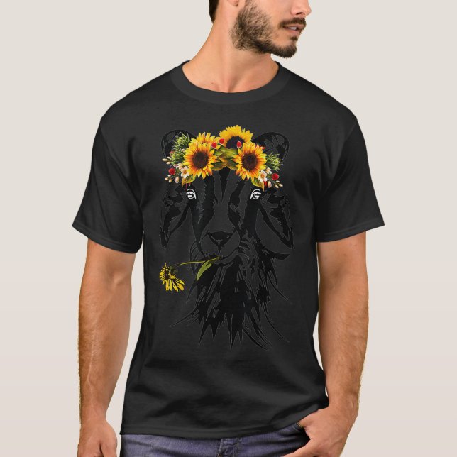 Goats Sunflower Bandanna Headband  Farm Animal Goa T-Shirt (Front)