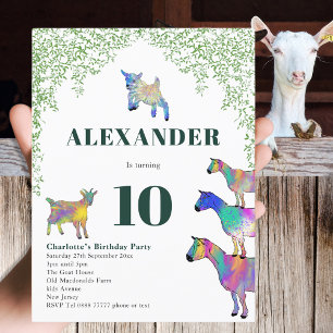 Goats Themed Birthday Party Invitation Postcard