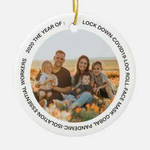 GOBAL LOCKDOWN 2020 FACE MASK ADD PHOTO CERAMIC TREE DECORATION