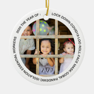 GOBAL LOCKDOWN 2020 FACE MASK CERAMIC TREE DECORATION